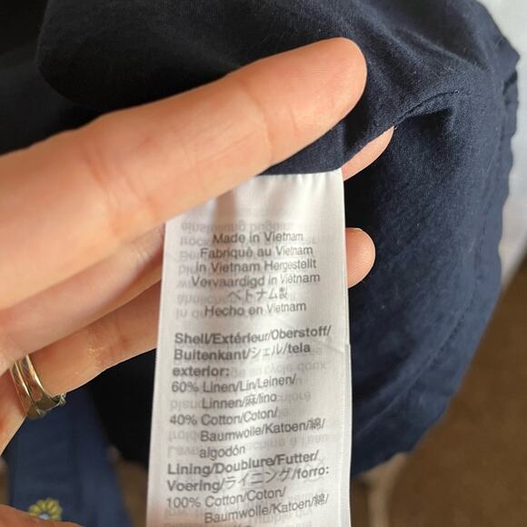 J. Crew Blue Button Up Linen Sunflower Dress Women’s Size 2 - Picture 12 of 12